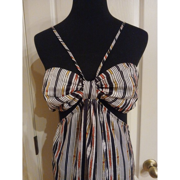 By Anthropologie Bare Cutout Bandeau Maxi Dress Geometric Stripes Coastal Hippie - Picture 7 of 12